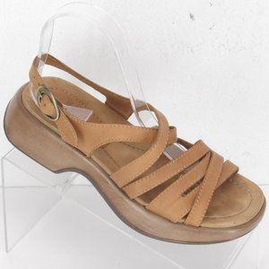 DANSKO Leather Platform Sandals EUR 37 Tan #067